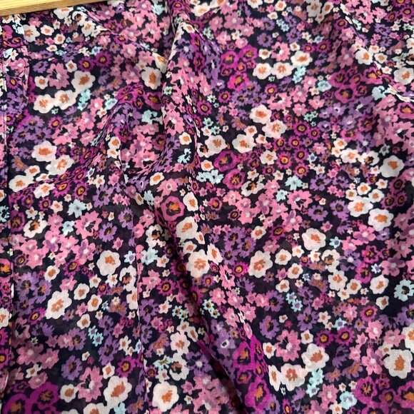 LANE BRYANT WOMENS SIZE 28 FLORAL SHEER LONG SLEEVE BLOUSE SHIRT - Picture 5 of 7